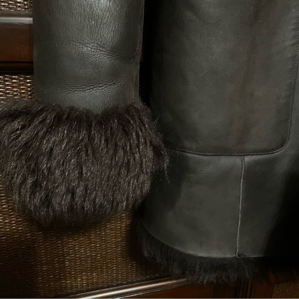 Dolce & Gabbana Chocolate Brown Real Fur Leather Jacket Coat Shearling Luxury XS - Picture 10 of 13